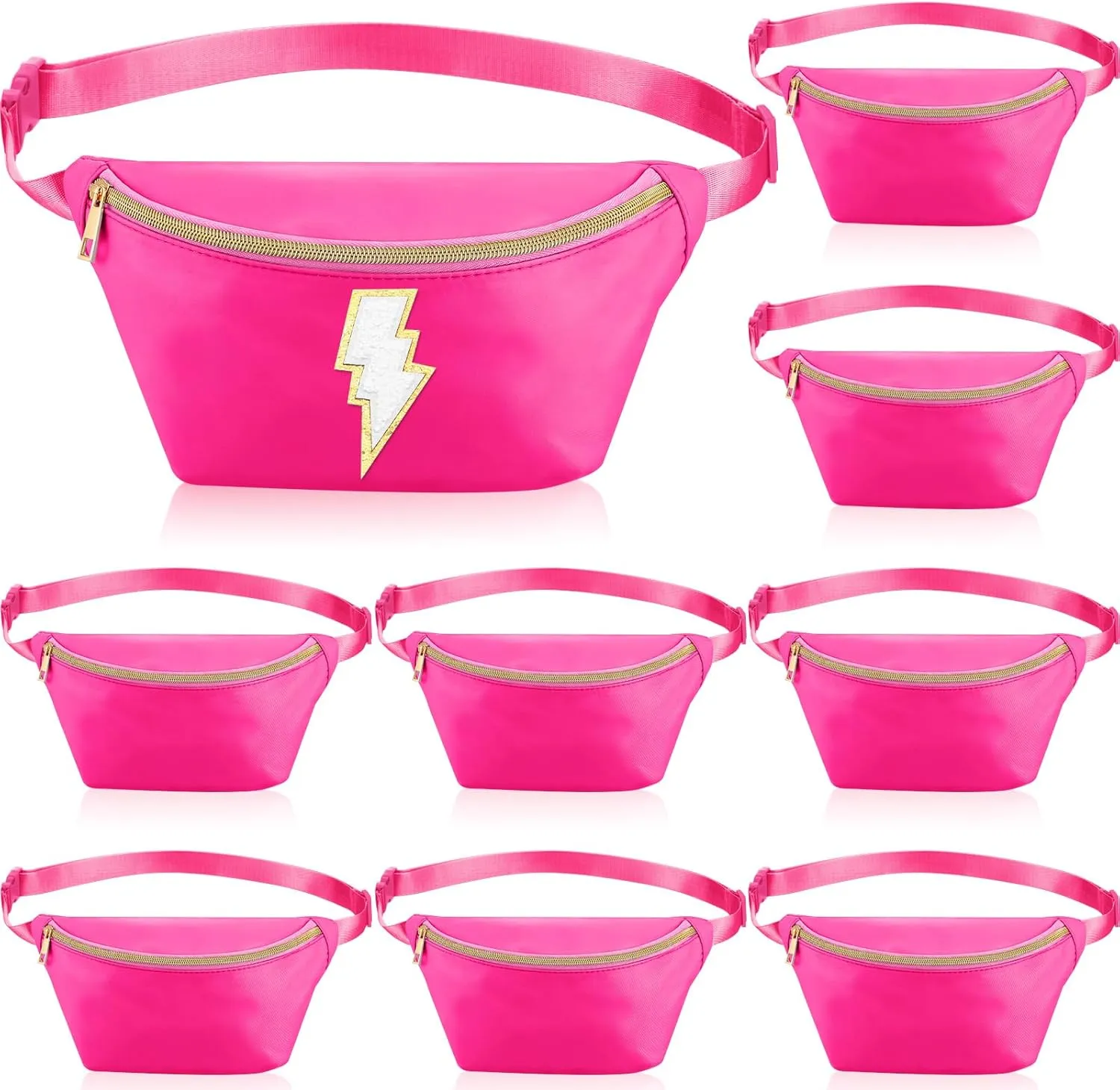 Amylove 9 Pieces Fanny Packs Nylon Waist Bag Zipper Travel Running Bag with Adjustable Strap for Women Men(Rose Red)