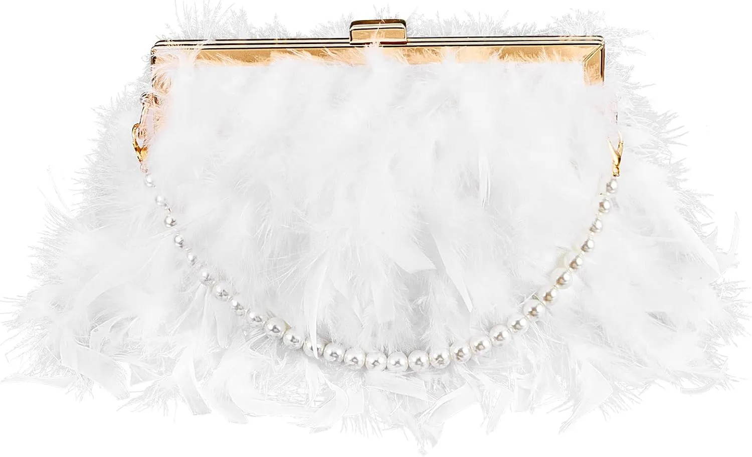 Amylove Feather Clutch Purses for Women Wedding Evening Bride Furry Purse Classy Fringe Glossy Designer