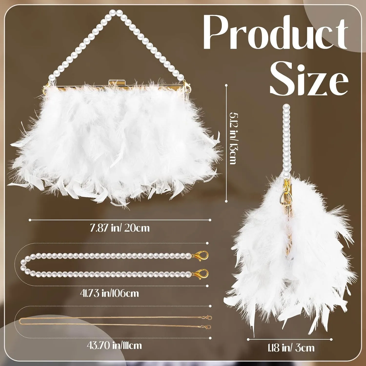 Amylove Feather Clutch Purses for Women Wedding Evening Bride Furry Purse Classy Fringe Glossy Designer