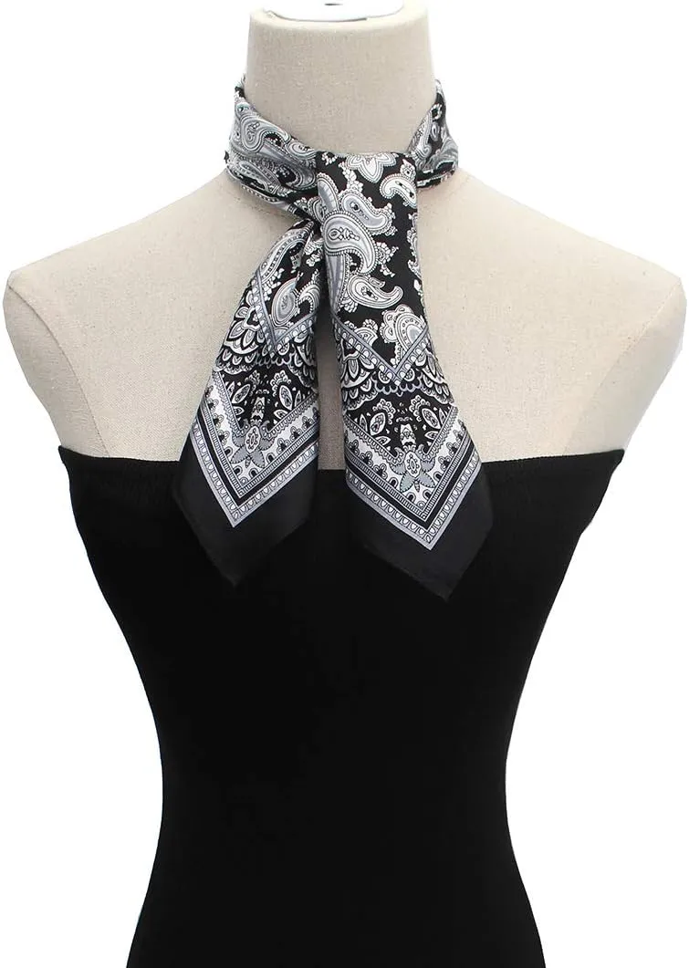ANDANTINO 100% Mulberry Silk Scarf -21” Lightweight Square Neckerchief – Breathable Digital Printed Scarves with Gift Packed
