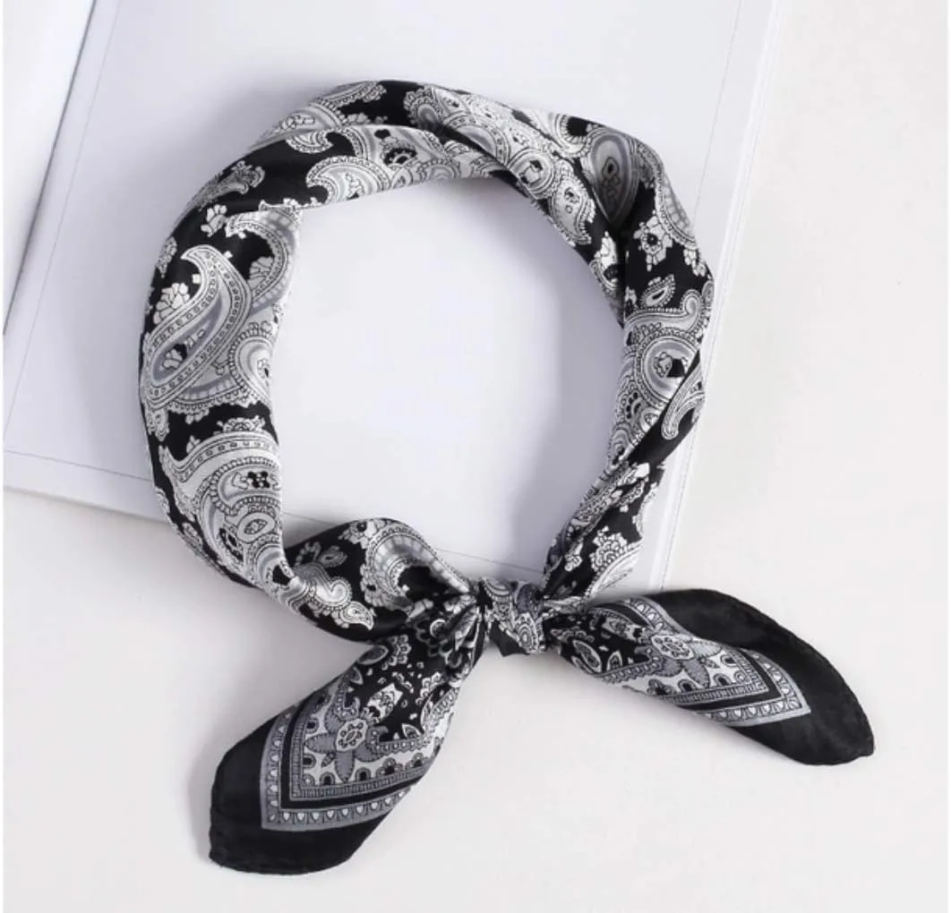 ANDANTINO 100% Mulberry Silk Scarf -21” Lightweight Square Neckerchief – Breathable Digital Printed Scarves with Gift Packed