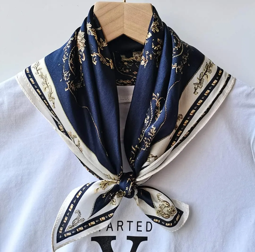 ANDANTINO 100% Mulberry Silk Scarf -21” Lightweight Square Neckerchief – Breathable Digital Printed Scarves with Gift Packed