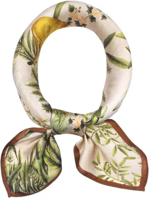 ANDANTINO 100% Pure Mulberry Silk Small Square Scarves -21'' x 21''- Digital Printed Neckerchief –Women Men Lightweight Scarf