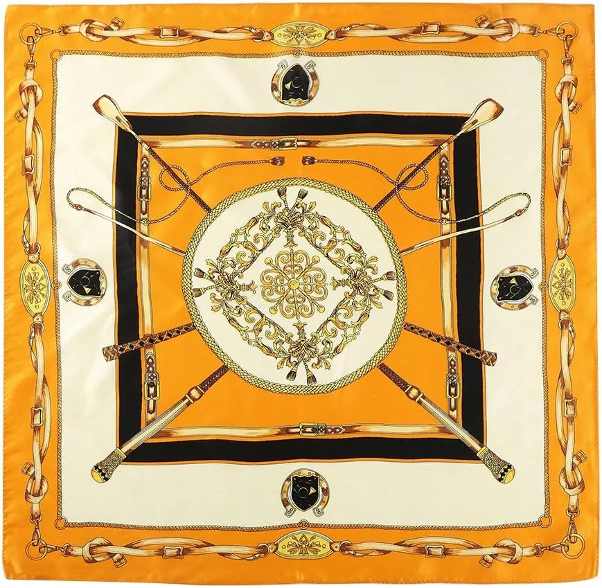 ANDANTINO 100% Real Mulberry Silk Scarf -21'' x 21''- Lightweight Neckerchief –Women Men Small Square Digital Printed Scarves