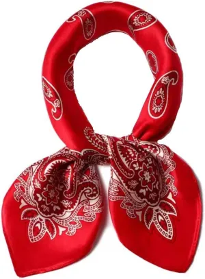 ANDANTINO 100% Real Mulberry Silk Scarf -21'' x 21''- Lightweight Neckerchief –Women Men Small Square Digital Printed Scarves