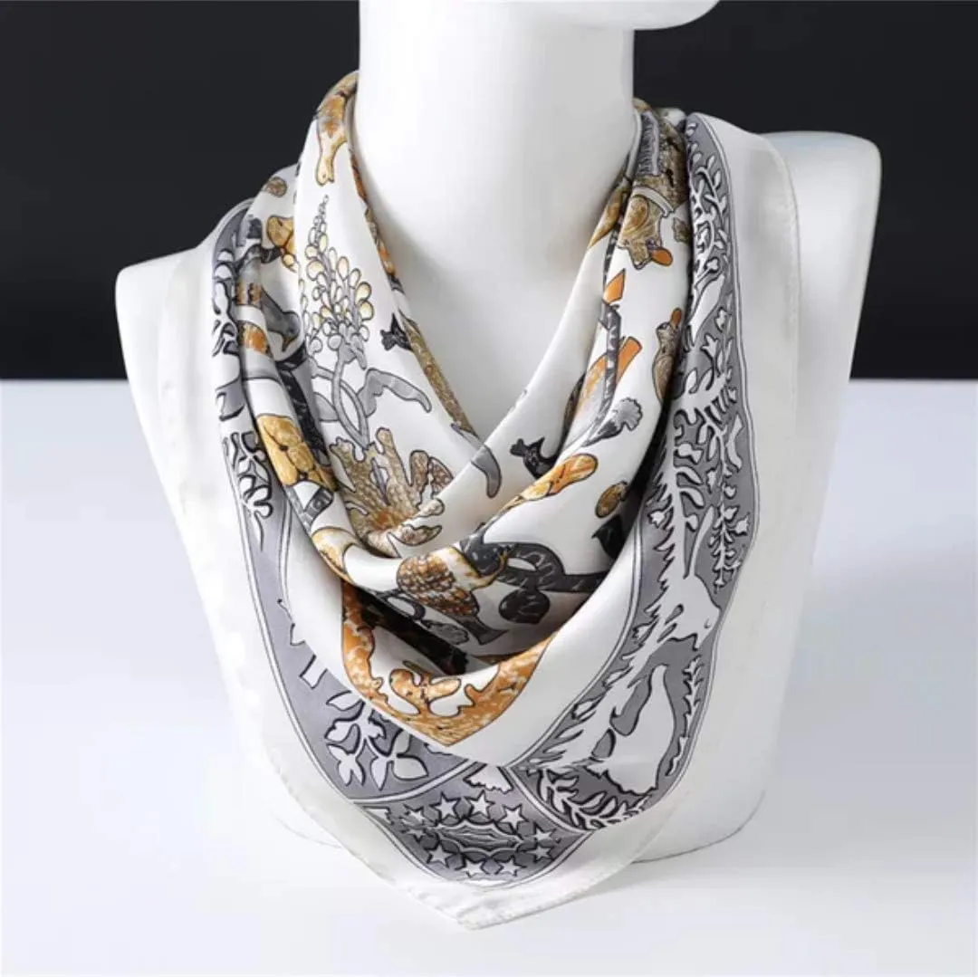 ANDANTINO 100% Real Mulberry Silk Scarf -21'' x 21''- Lightweight Neckerchief –Women Men Small Square Digital Printed Scarves