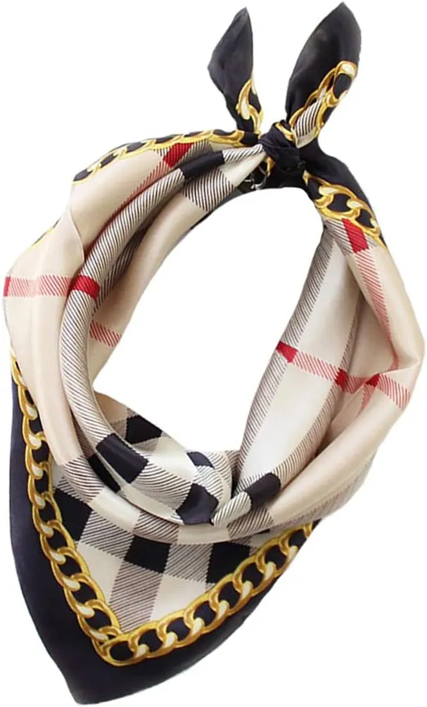 ANDANTINO 100% Real Mulberry Silk Scarf -21'' x 21''- Lightweight Neckerchief –Women Men Small Square Digital Printed Scarves
