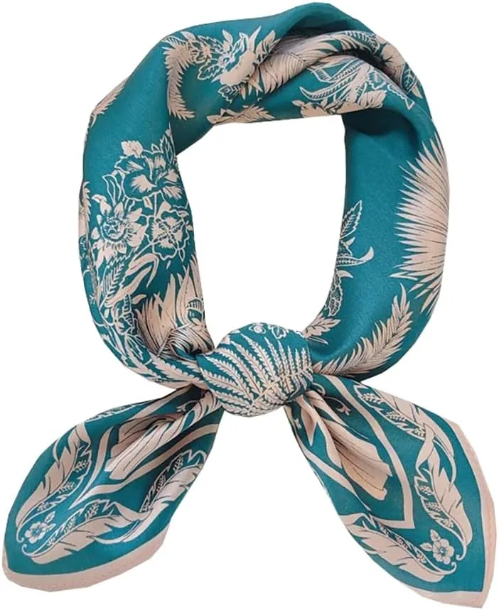 ANDANTINO 100% Real Mulberry Silk Scarf -21'' x 21''- Lightweight Neckerchief –Women Men Small Square Digital Printed Scarves