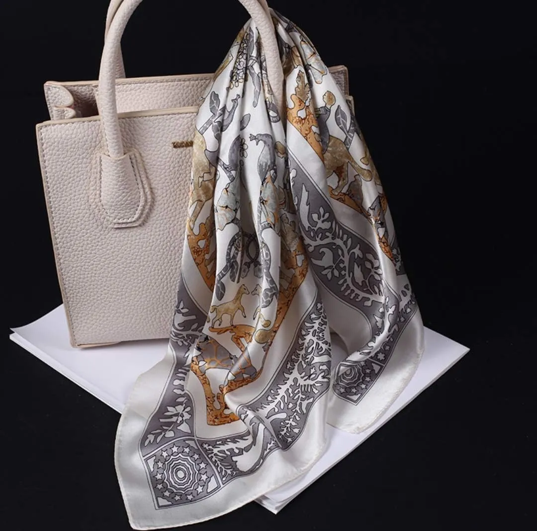 ANDANTINO 100% Real Mulberry Silk Scarf -21'' x 21''- Lightweight Neckerchief –Women Men Small Square Digital Printed Scarves