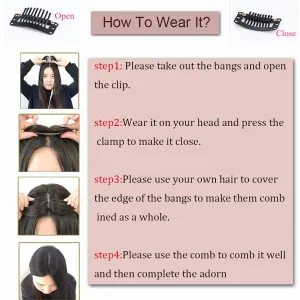 Anemone Real Human Hair Topper - Light, Thin Clip-in Bangs for Women & Men, 6 inches, Middle Part, Straight Hairpieces for Mild Hair Loss, Volum (1B)