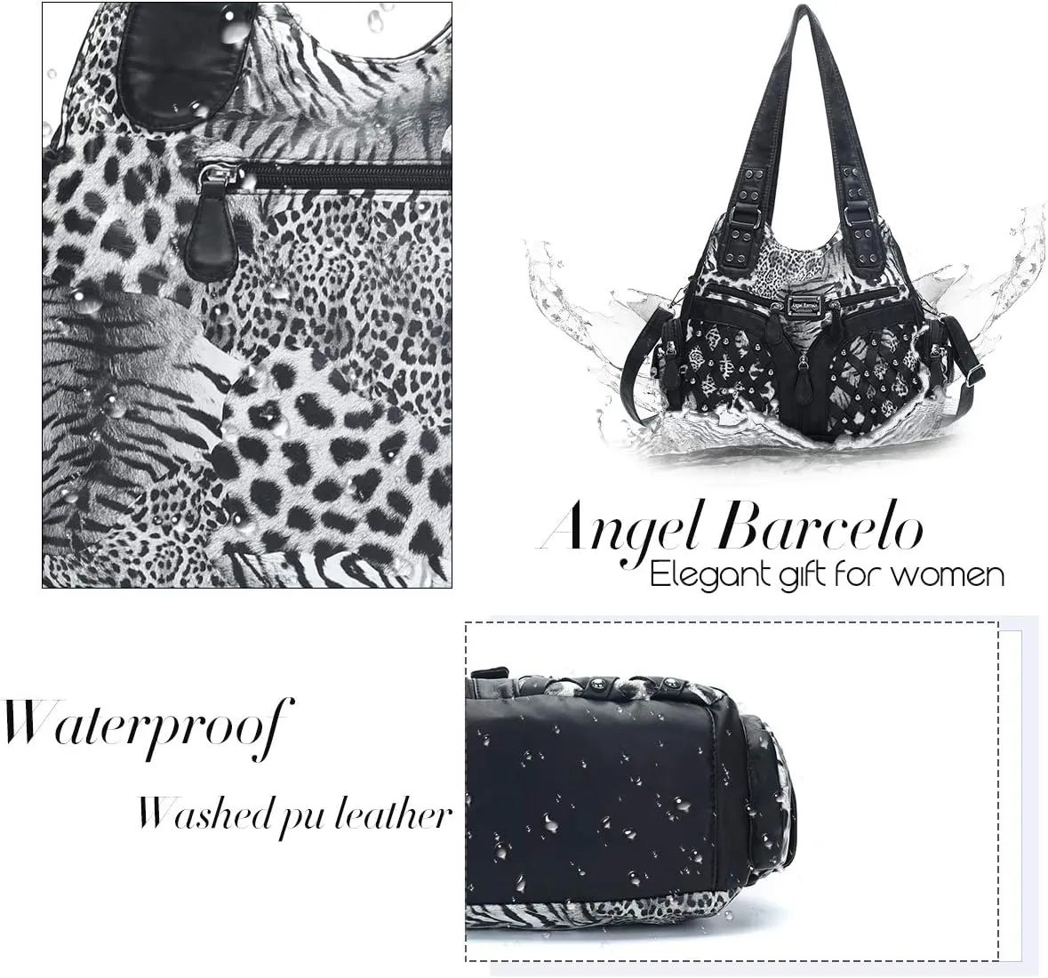 Angel Barcelo Purses and Handbags Women Tote Shoulder Top Handle Satchel Hobo Bags Fashion Washed PU Leather Purse