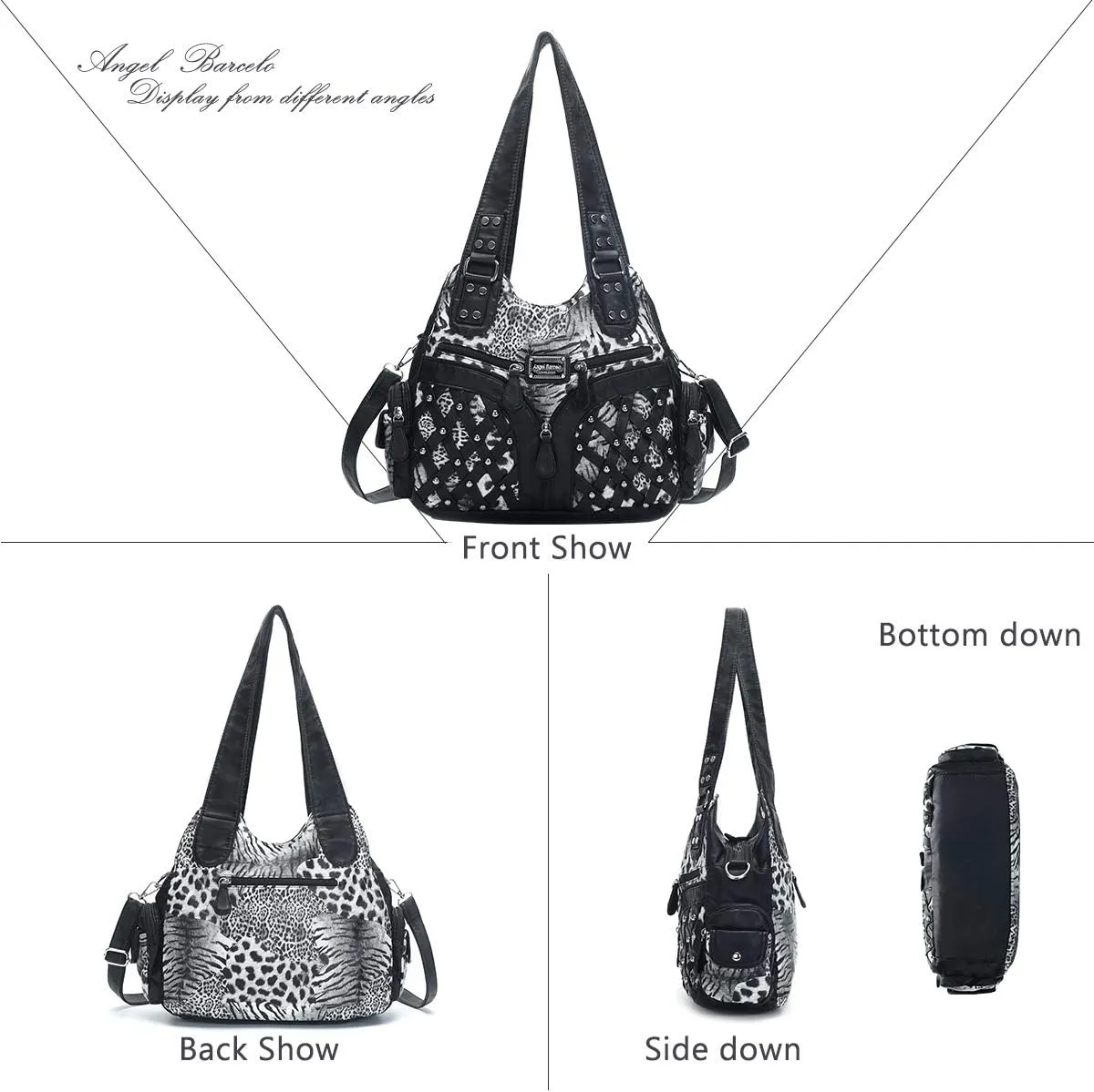 Angel Barcelo Purses and Handbags Women Tote Shoulder Top Handle Satchel Hobo Bags Fashion Washed PU Leather Purse