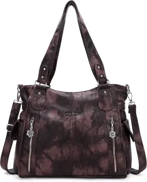 Angel Kiss Handbags for Womens Top-Handle Hobo Purse Roomy Casual Shoulder Bags PU Tote Satchel Purse for Women