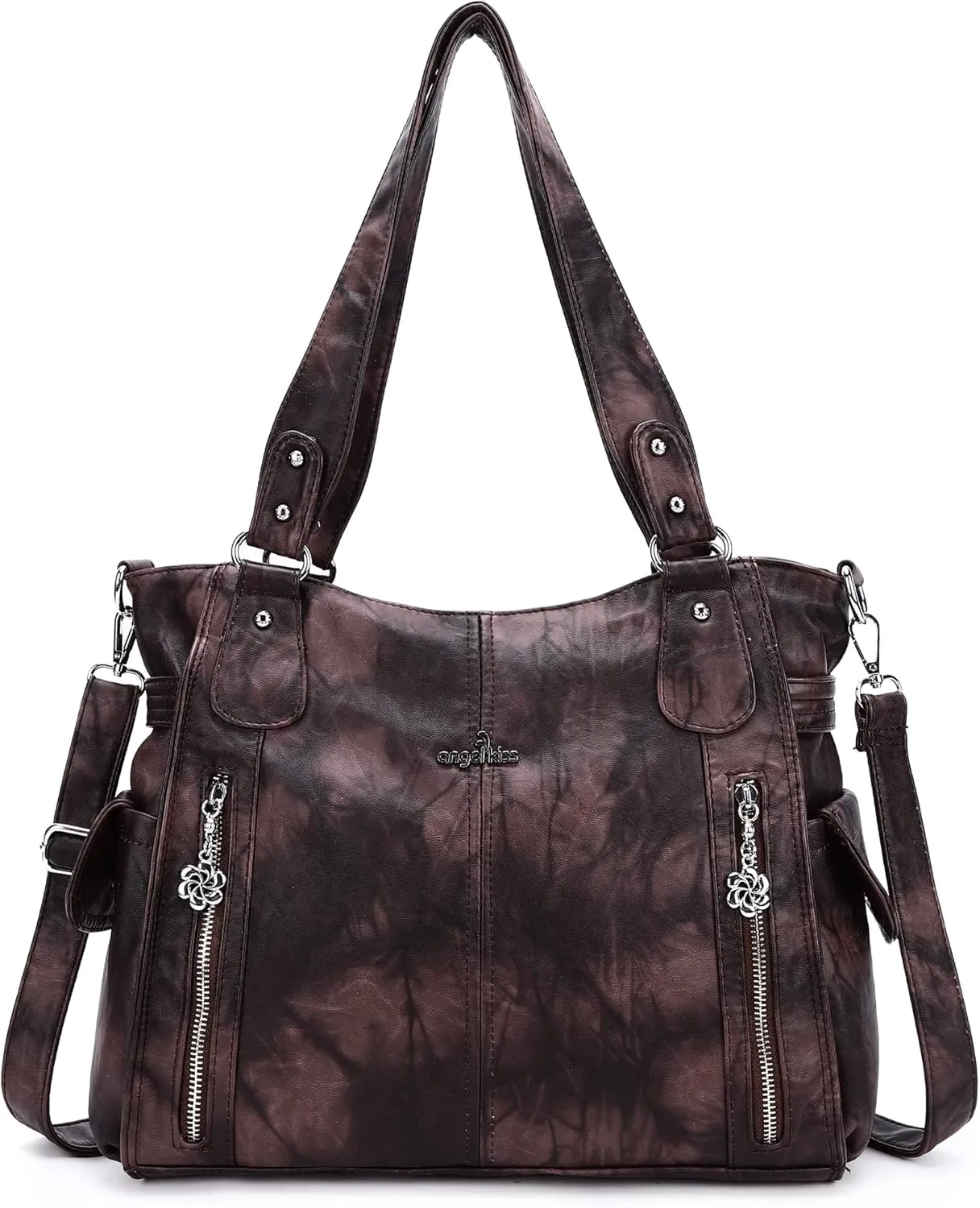 Angel Kiss Handbags for Womens Top-Handle Hobo Purse Roomy Casual Shoulder Bags PU Tote Satchel Purse for Women