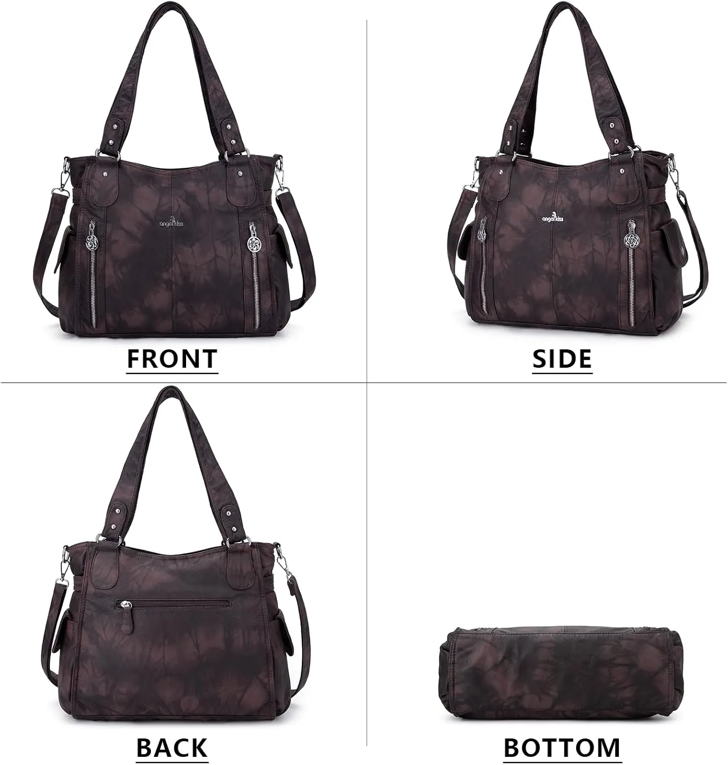 Angel Kiss Handbags for Womens Top-Handle Hobo Purse Roomy Casual Shoulder Bags PU Tote Satchel Purse for Women
