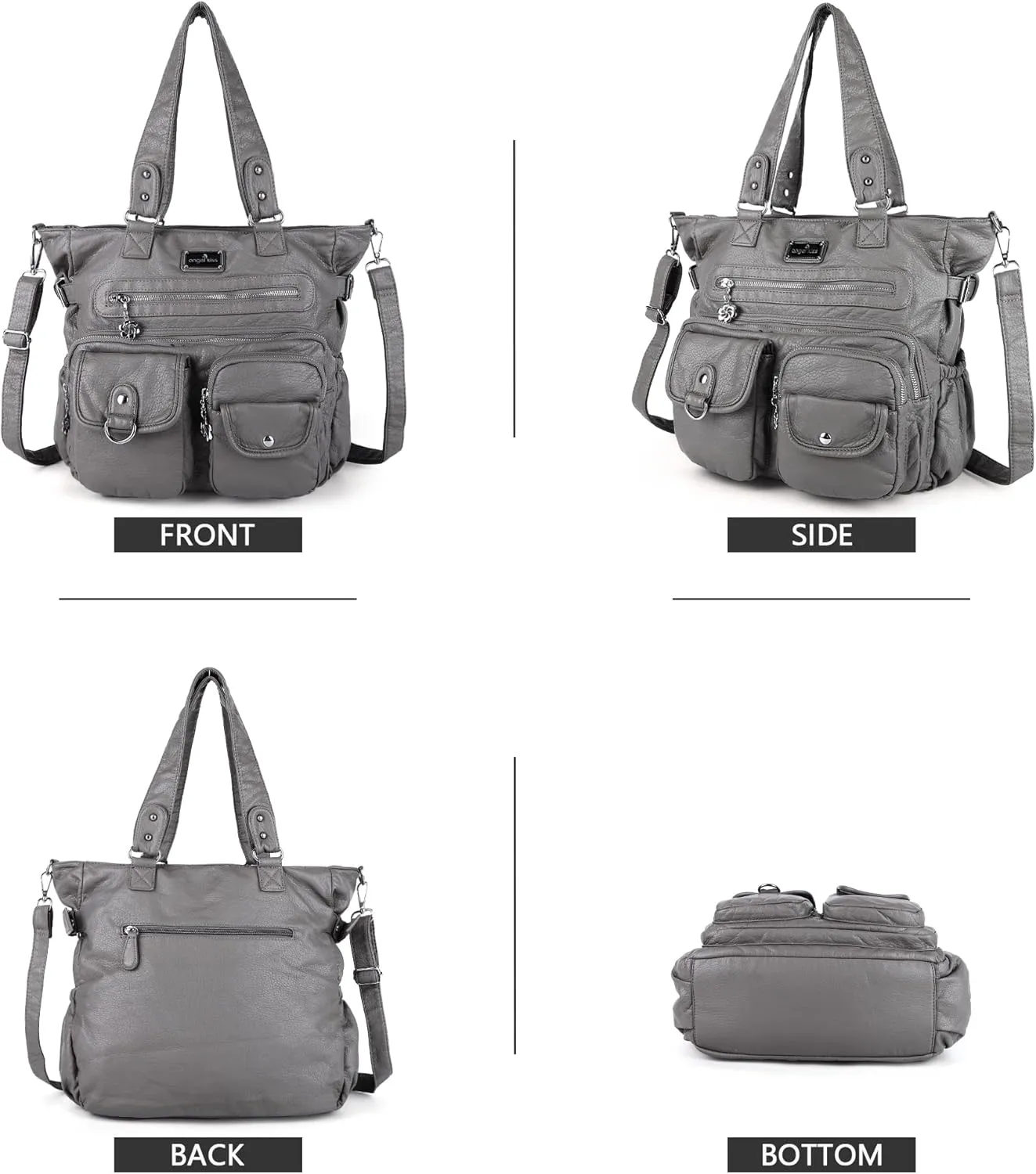 Angelkiss Purses Handbags for Women PU Tote Satchel Bags for Women Pockets Shoulder Bags…