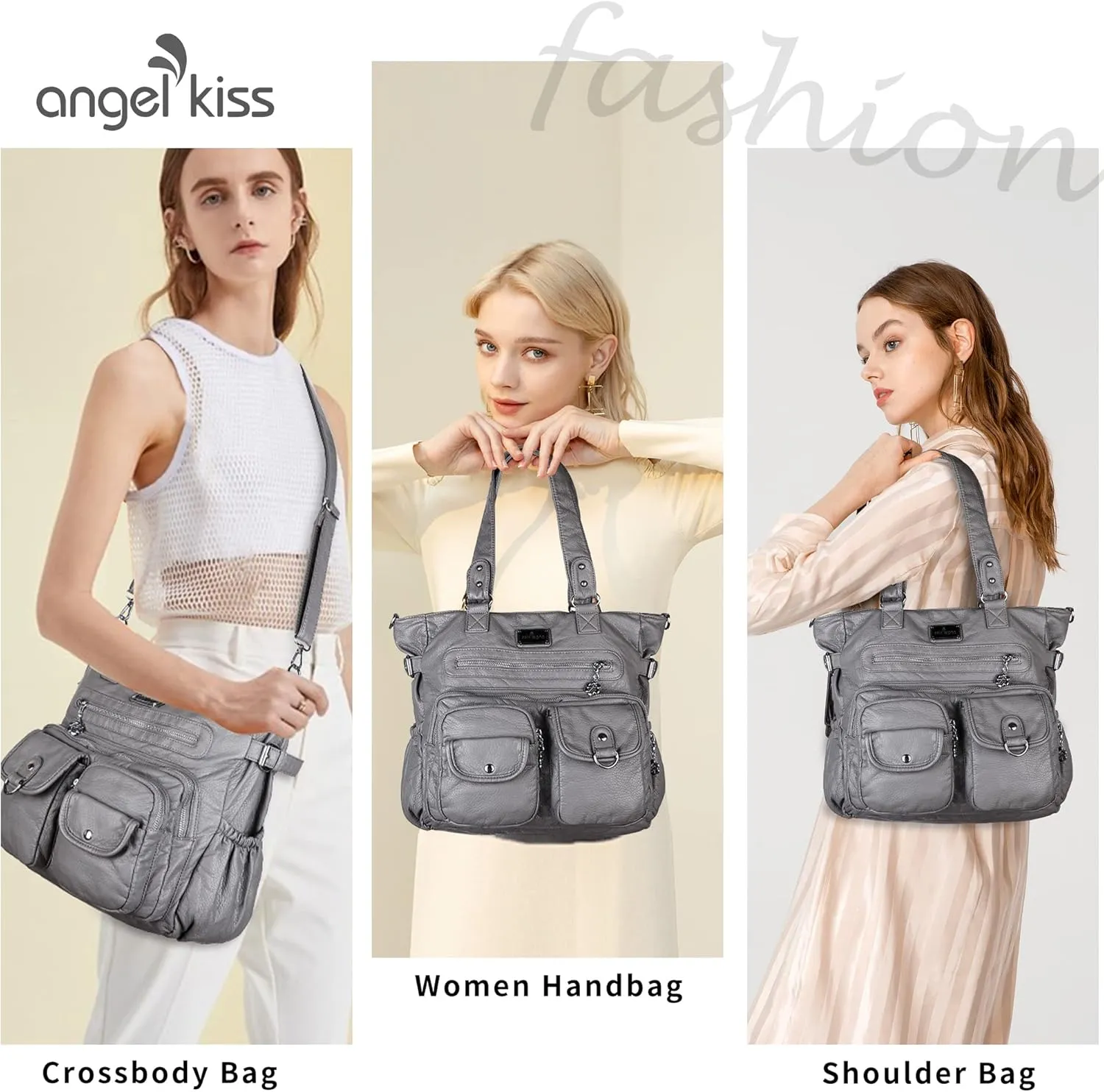 Angelkiss Purses Handbags for Women PU Tote Satchel Bags for Women Pockets Shoulder Bags…