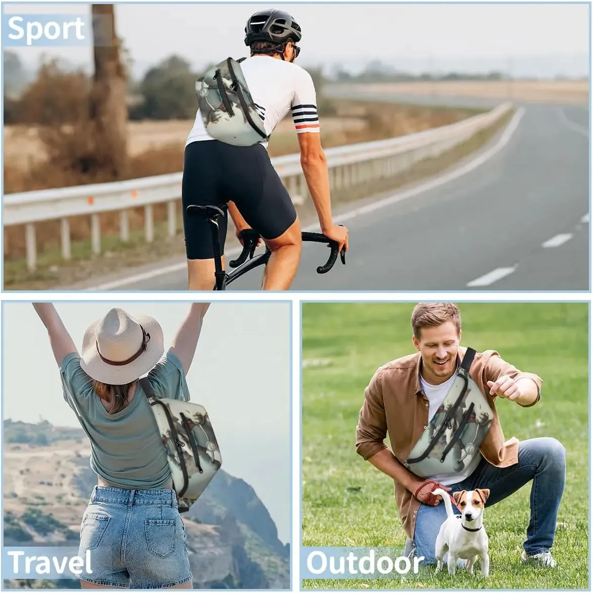 Animal Elephant Sling Bag Crossbody Backpack Chest Daypack for Women Sport Travel Hiking Casual Bag Multipurpose Waist Pack With Zipper Closure Adjustable Strap Shoulder Bag