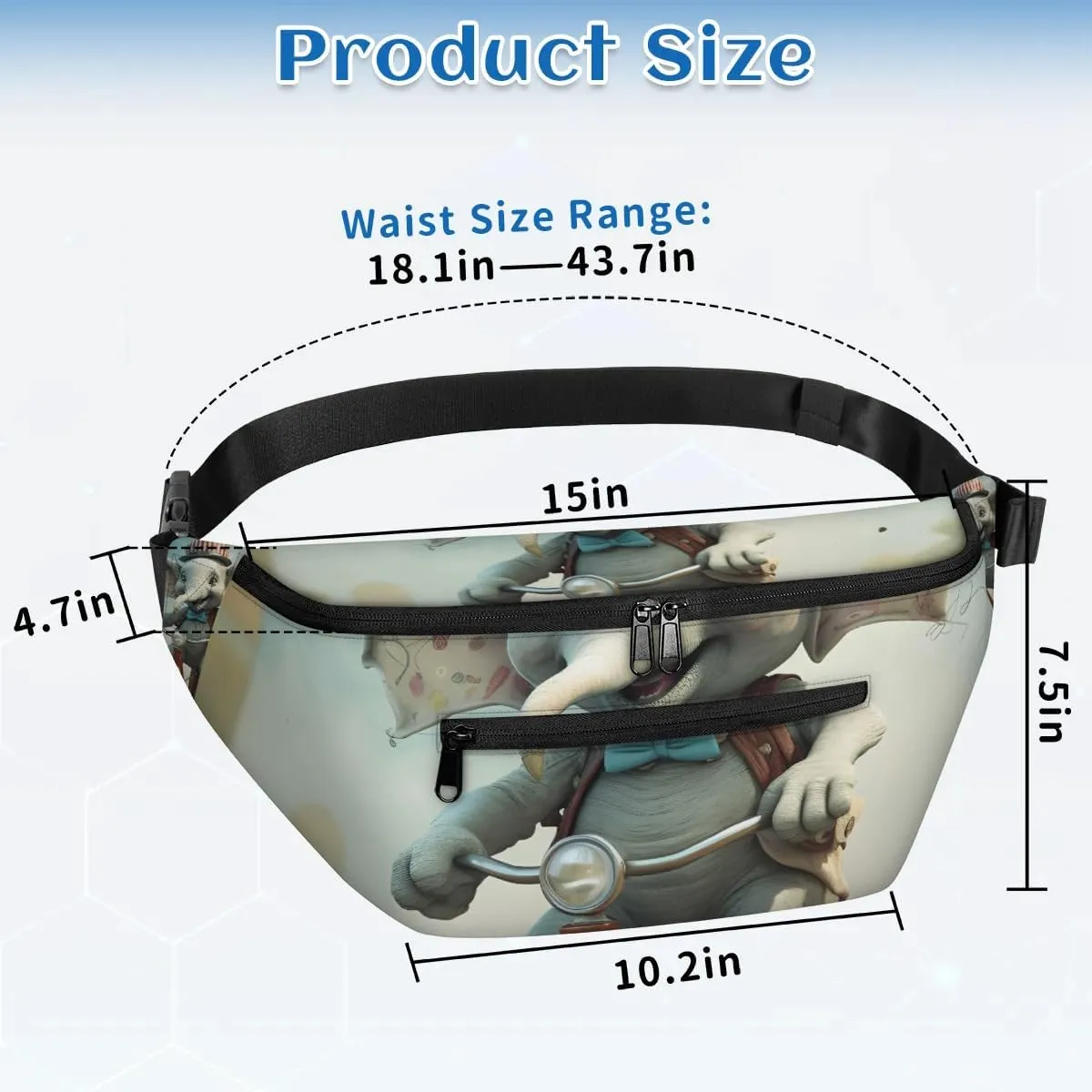 Animal Elephant Sling Bag Crossbody Backpack Chest Daypack for Women Sport Travel Hiking Casual Bag Multipurpose Waist Pack With Zipper Closure Adjustable Strap Shoulder Bag