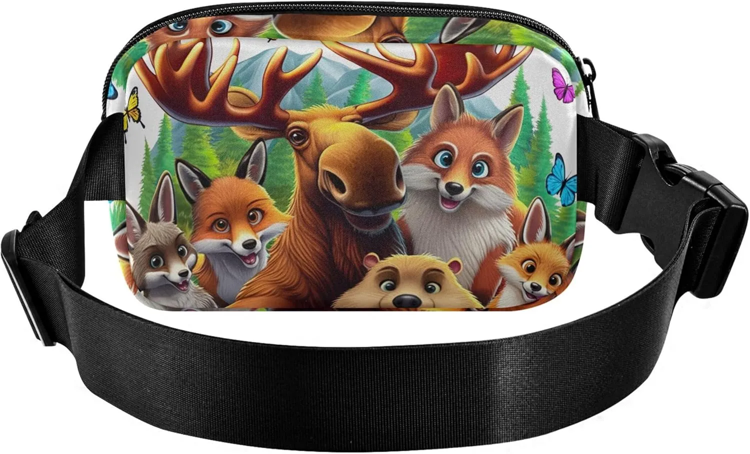 Animals Selfie Fox Bear Funny Women Fanny Packs Neon Hip Bag Belt Purse Waterproof Waist Purse for Women