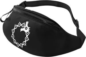 Anime Seven Deadly Sins Wrath Tattoo Unisex Adjustable Waist Bag Outdoor Sports Running Waist Bag Business Travel Phone Bag