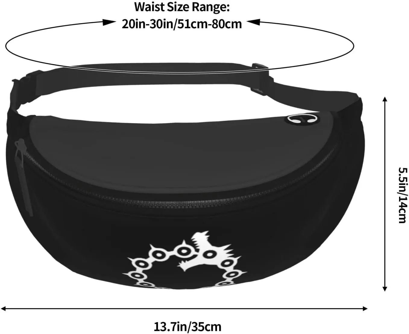 Anime Seven Deadly Sins Wrath Tattoo Unisex Adjustable Waist Bag Outdoor Sports Running Waist Bag Business Travel Phone Bag
