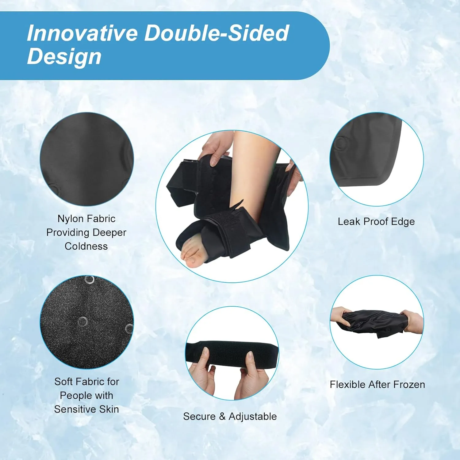Ankle Ice Pack Wrap Compression, Foot Ice Pack Wrap Plantar Fasciitis, Foot Cold Cure Wrap, Reusable Gel Ice Pack for Ankle and Foot Pain Relief, Achilles Tendonitis, Swelling, Sprained Ankle and Heel