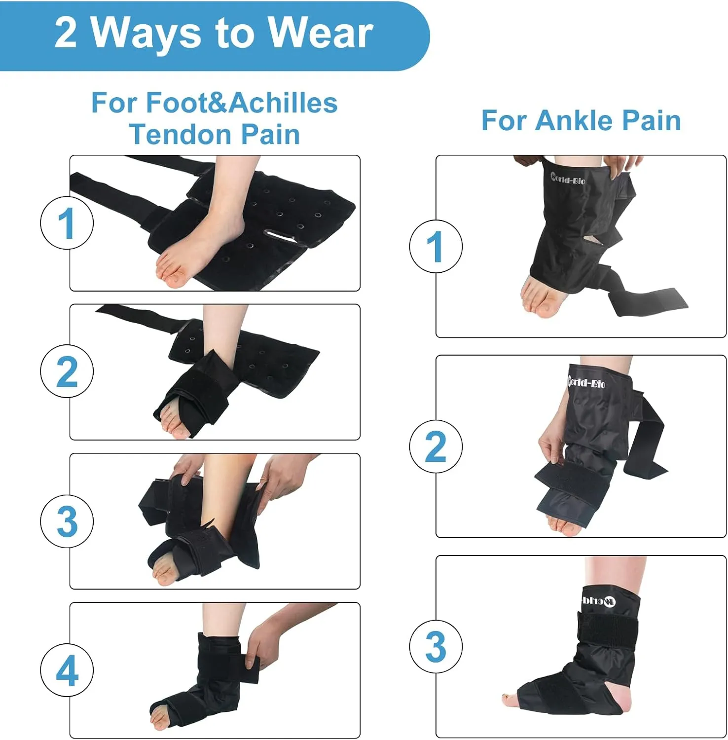 Ankle Ice Pack Wrap Compression, Foot Ice Pack Wrap Plantar Fasciitis, Foot Cold Cure Wrap, Reusable Gel Ice Pack for Ankle and Foot Pain Relief, Achilles Tendonitis, Swelling, Sprained Ankle and Heel