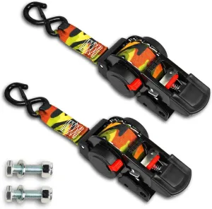 ANLULOAD 2 Packs Retractable Ratchet Straps (1.5in x 12.3ft),Cargo Strap Tie Downs for Trunk, Garage Motorcycles, Atvs,Trailers-WLL1,102LbS,BS:2,204Lbs（Camouflage Colour）
