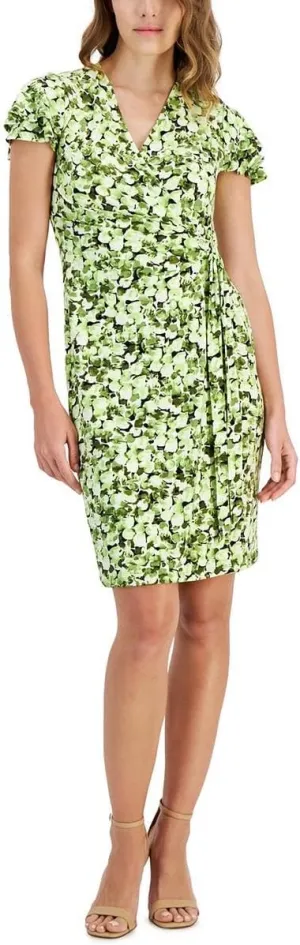 Anne Klein Womens Plus Printed Wrap Dress