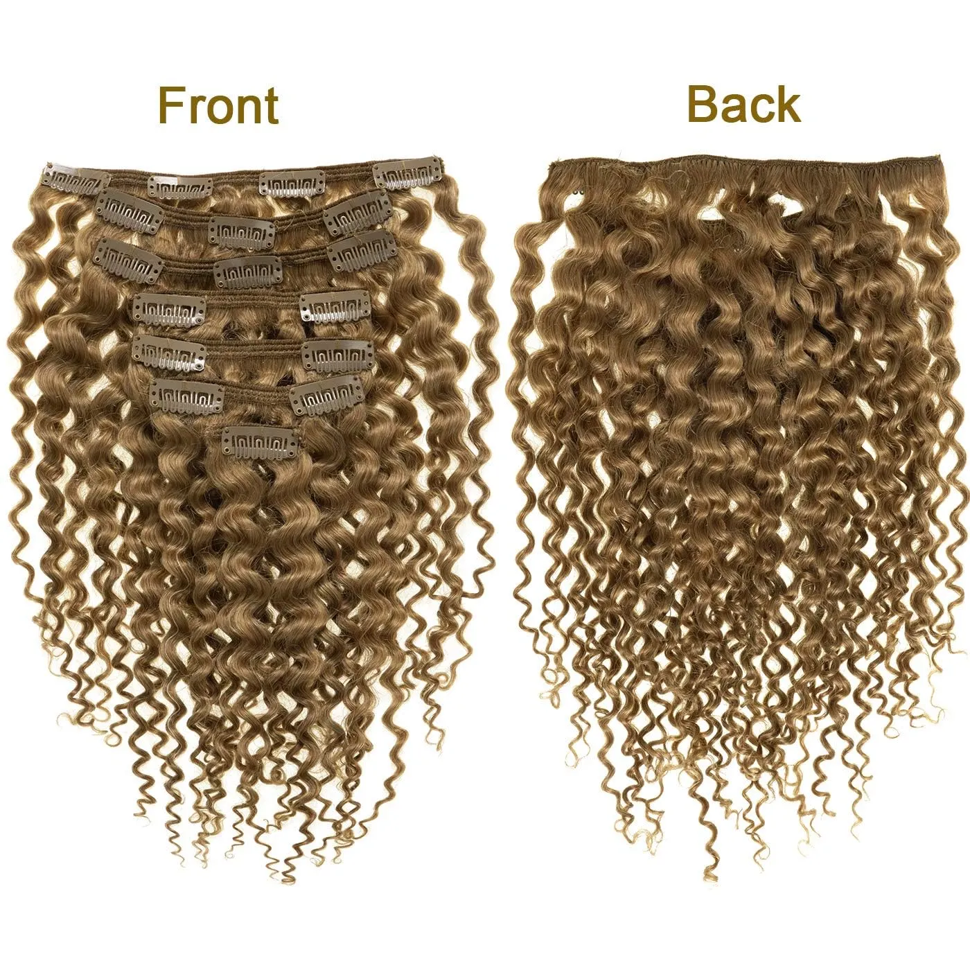 Anrosa Clip in Human Hair Extensions Jerry Curly Full Head 3B 3C Curly Clip In Hair Extensions Strawberry Blonde Remy Human Hair Curly Hair Extensions for Black Women 18 Inch 120g 7 Pieces