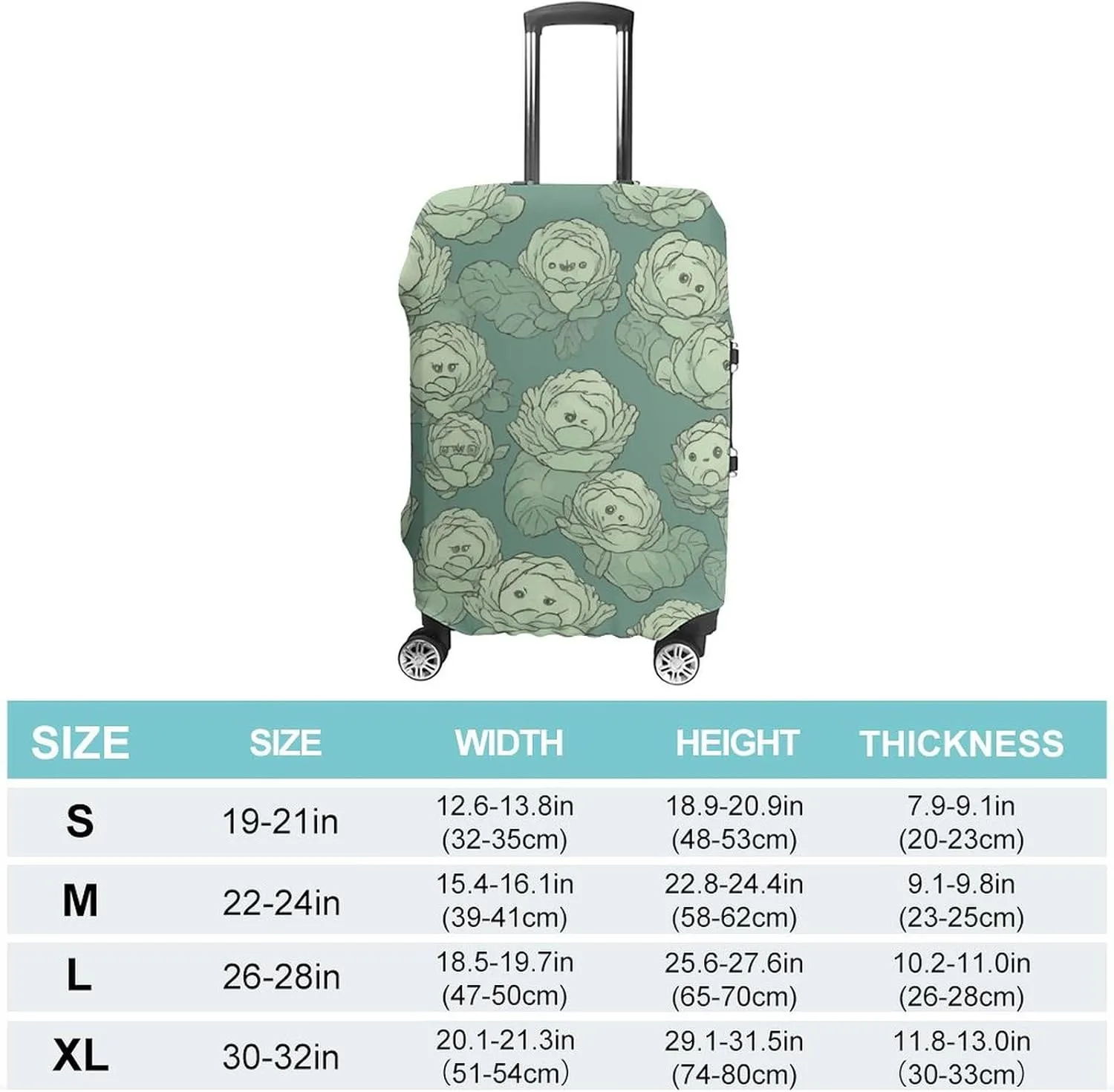 Anti-Scratch Luggage Cover Cabbage Pattern Printed Luggage Case Protector Washable Suitcase Covers Elastic Suitcase Protector for Size XL (30-32 inches) Luggage