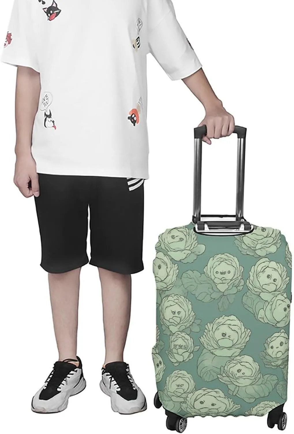 Anti-Scratch Luggage Cover Cabbage Pattern Printed Luggage Case Protector Washable Suitcase Covers Elastic Suitcase Protector for Size XL (30-32 inches) Luggage