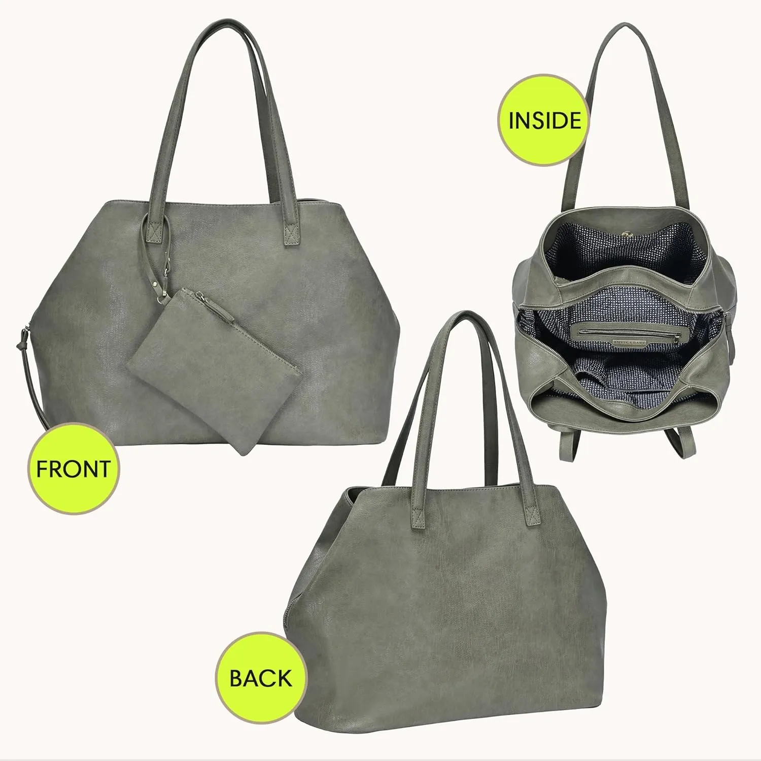 Antik Kraft Erica Tote | Dual Top Handle Tote Bag for Women | Vegan Leather Top-Handle Shoulder Bag