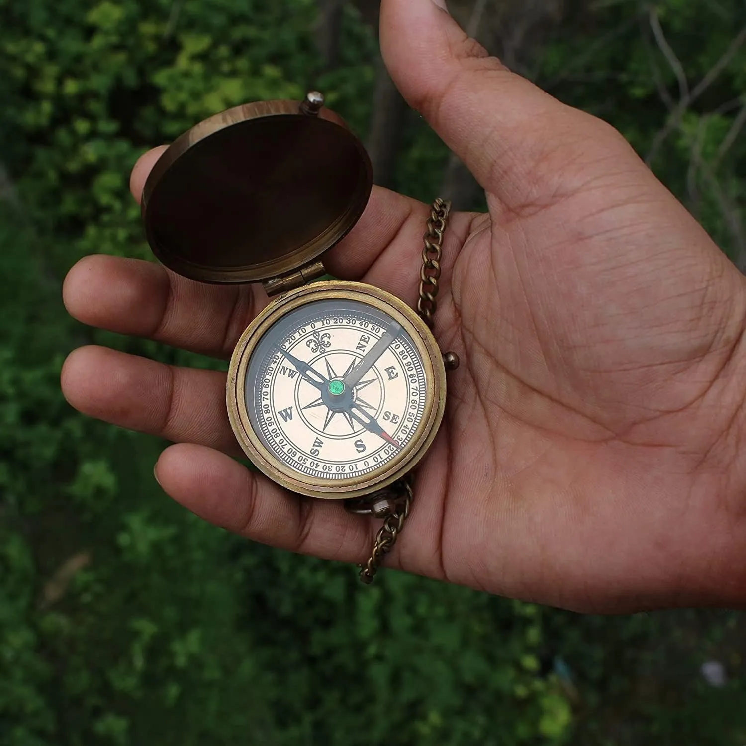 Antique Nautical Brass Engraved Pocket Compass Navigational Compass Tool for Travelling & Camping by THEMEDIEVALMARTCITY