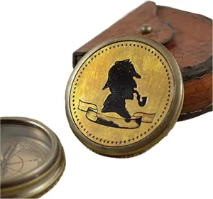 Antique Nautical Engraved Brass Round Compass with Leather Case Directional Maritime Navigational Pocket Compass Tool for Hiking Trekking Travelling & Camping by AWF ROORKEE Store