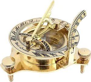 Antique Nautical Engraved Brass Sundial Compass with Leather Case Directional Maritime Navigational Pocket Compass Tool for Hiking Trekking Travelling & Camping by THEMEDIEVALMARTCITY