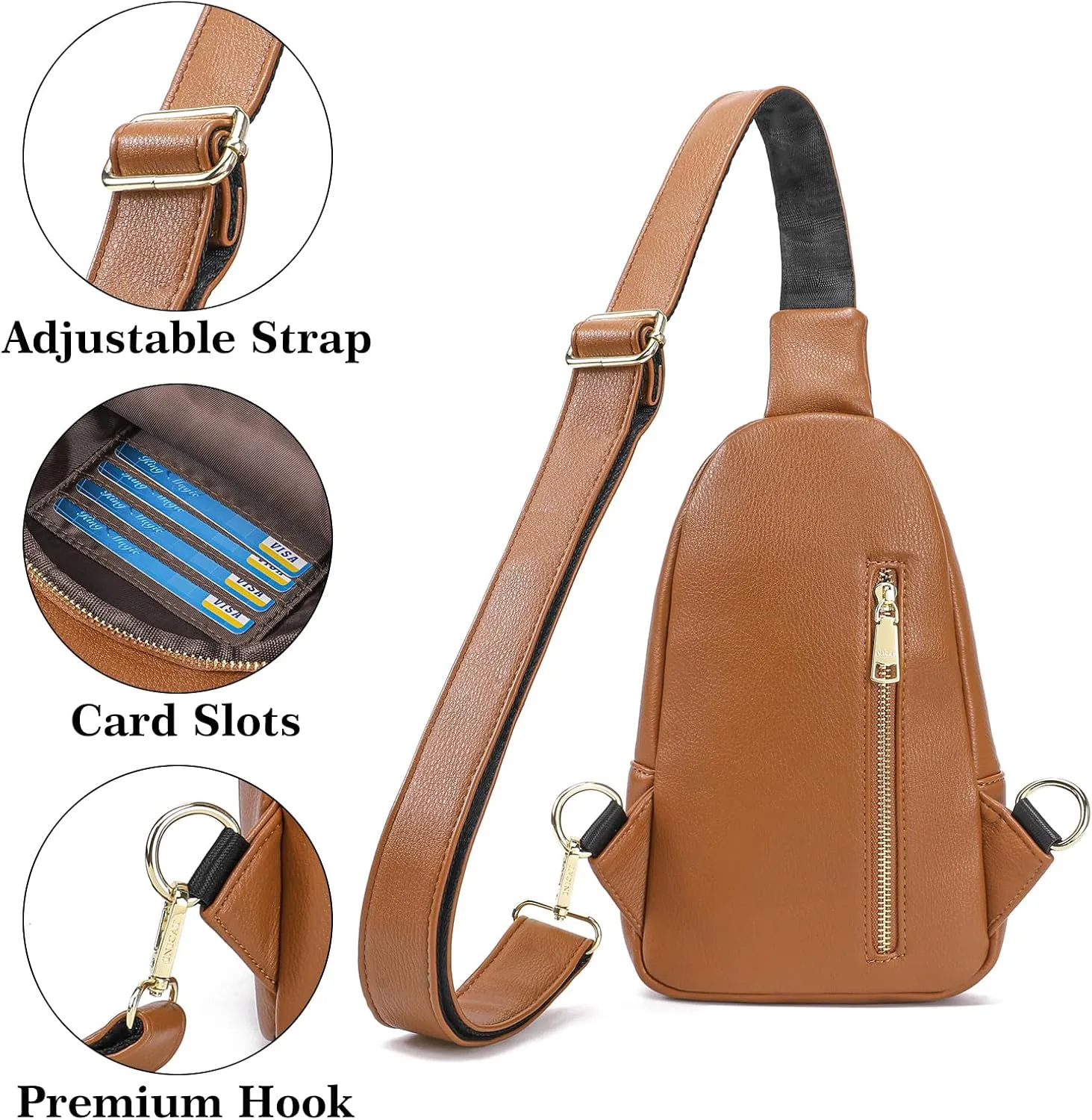 AOCINA INICAT Small Sling Bag Crossbody Vegan Leather Fanny Packs for Women Fashionable Chest Bag for Travel