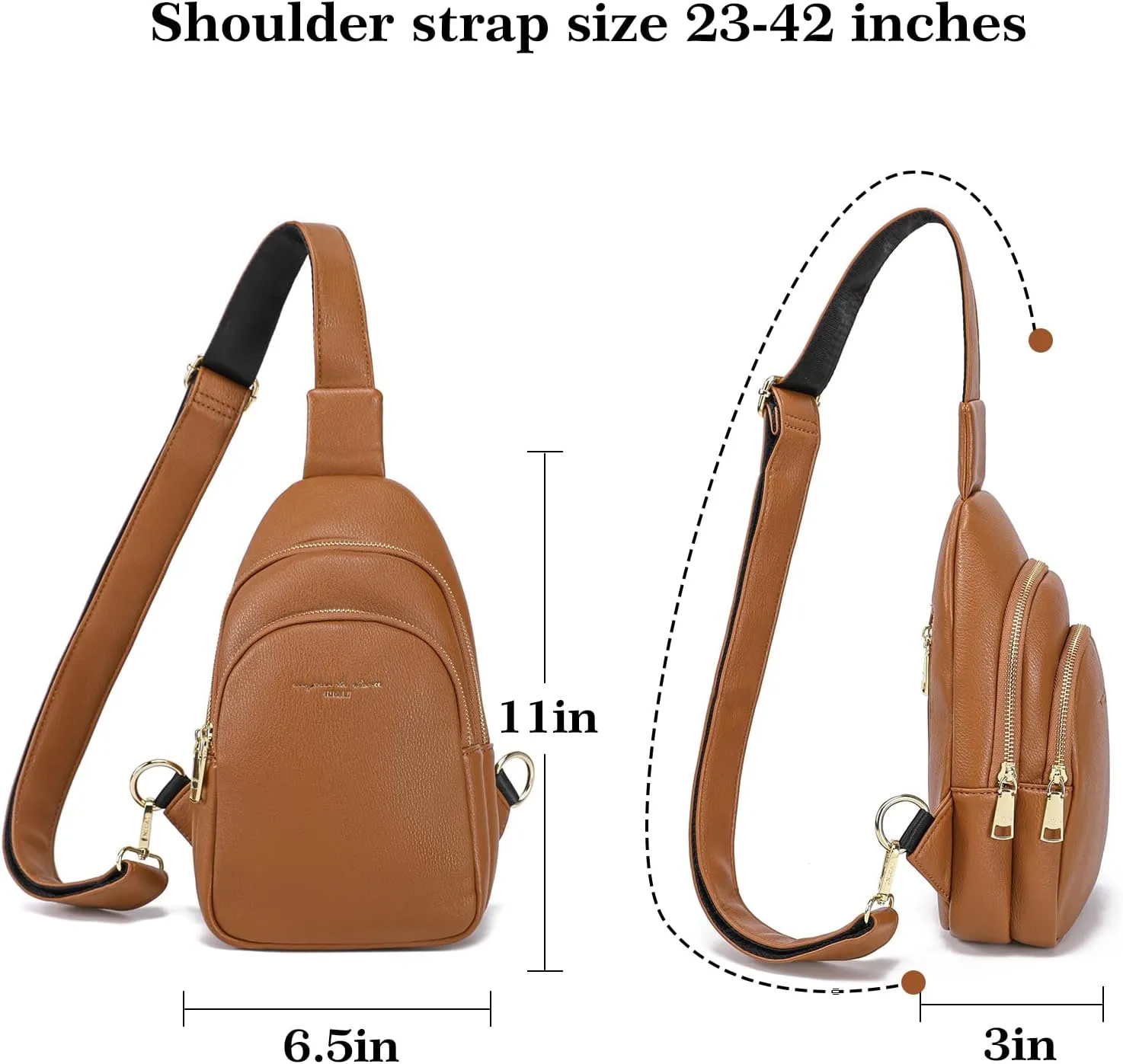 AOCINA INICAT Small Sling Bag Crossbody Vegan Leather Fanny Packs for Women Fashionable Chest Bag for Travel