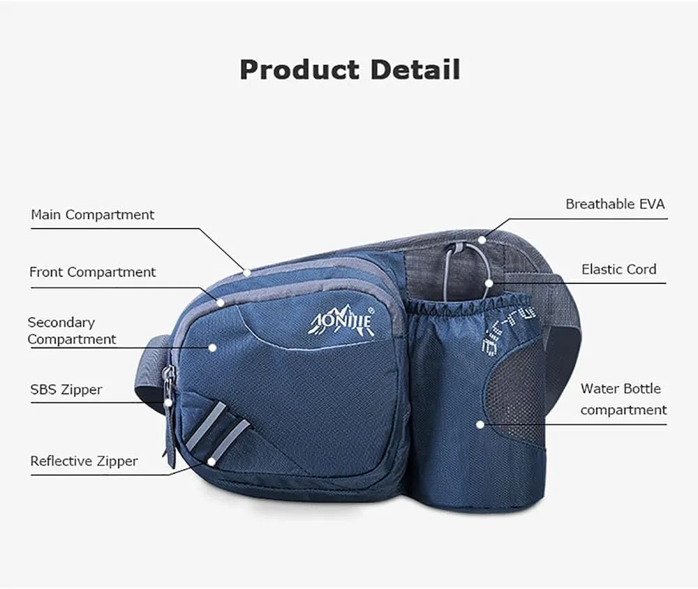 AONIJIE Waterproof Running Hydration Belt with 600ml Water Bottle for Running Men Women Adjustable Hiking Waist Bag Fanny Pack for Outdoors Workout Walking Hiking (Green-with-Bottle)