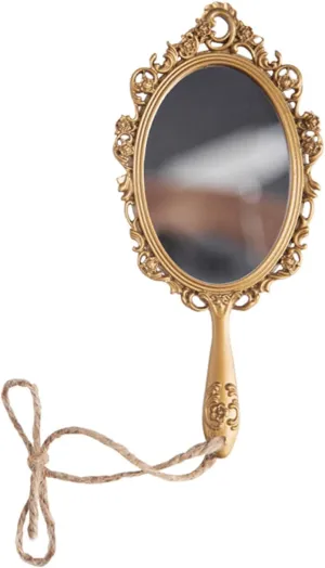APLUSH Golden Retro Handheld Mirror, Portable Hand Mirror, Handheld Mirror with Handle, Makeup Compact Hand Mirror(Size:A)