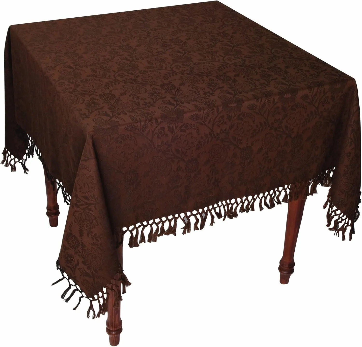 April Cornell 54-Inch by 54-Inch Tablecloth, Song Jacquard Chocolate