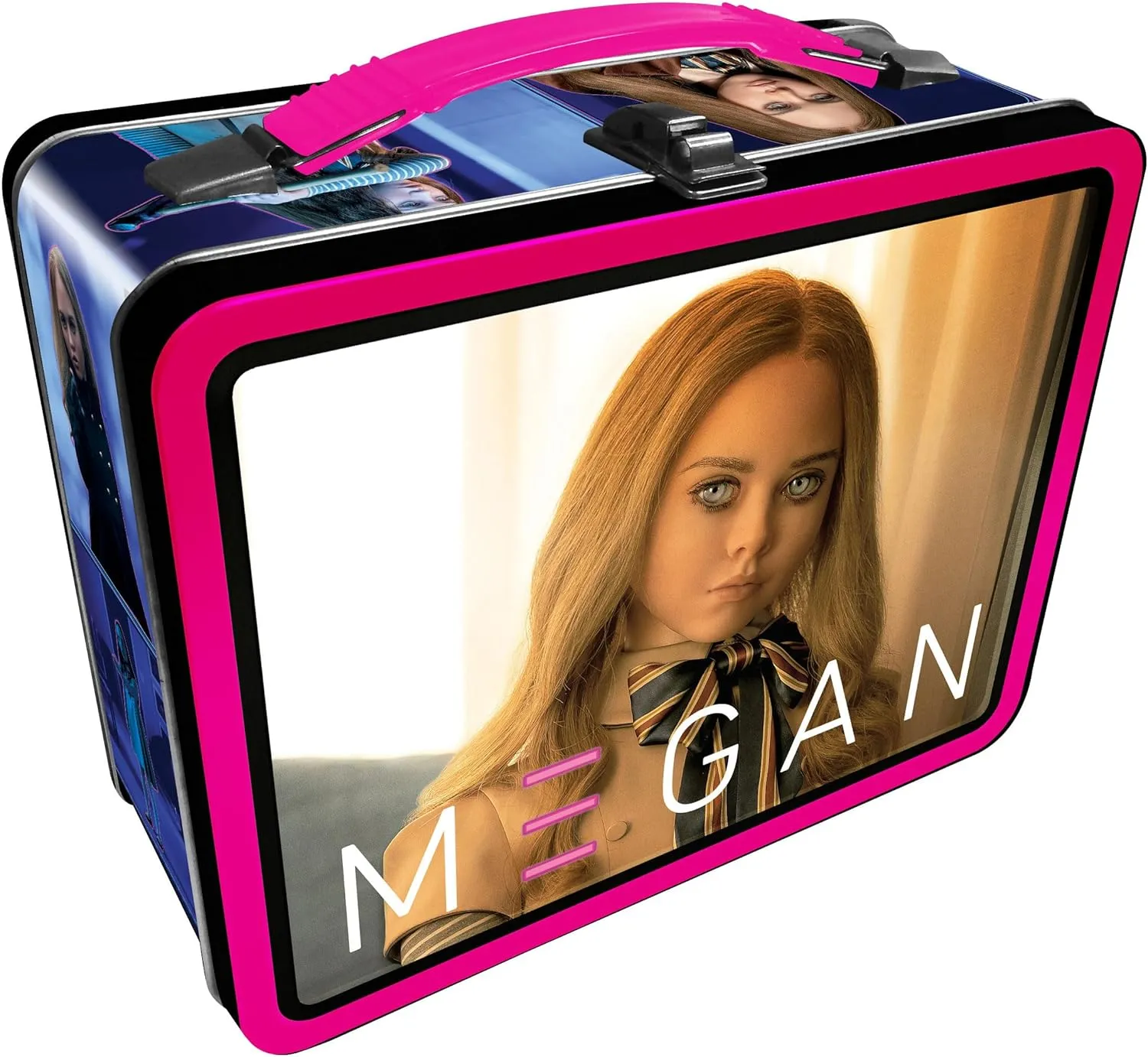 AQUARIUS M3gan Fun Box - Sturdy Tin Storage Box with Plastic Handle & Embossed Front Cover - Officially Licensed Megan Merchandise & Collectible Gift