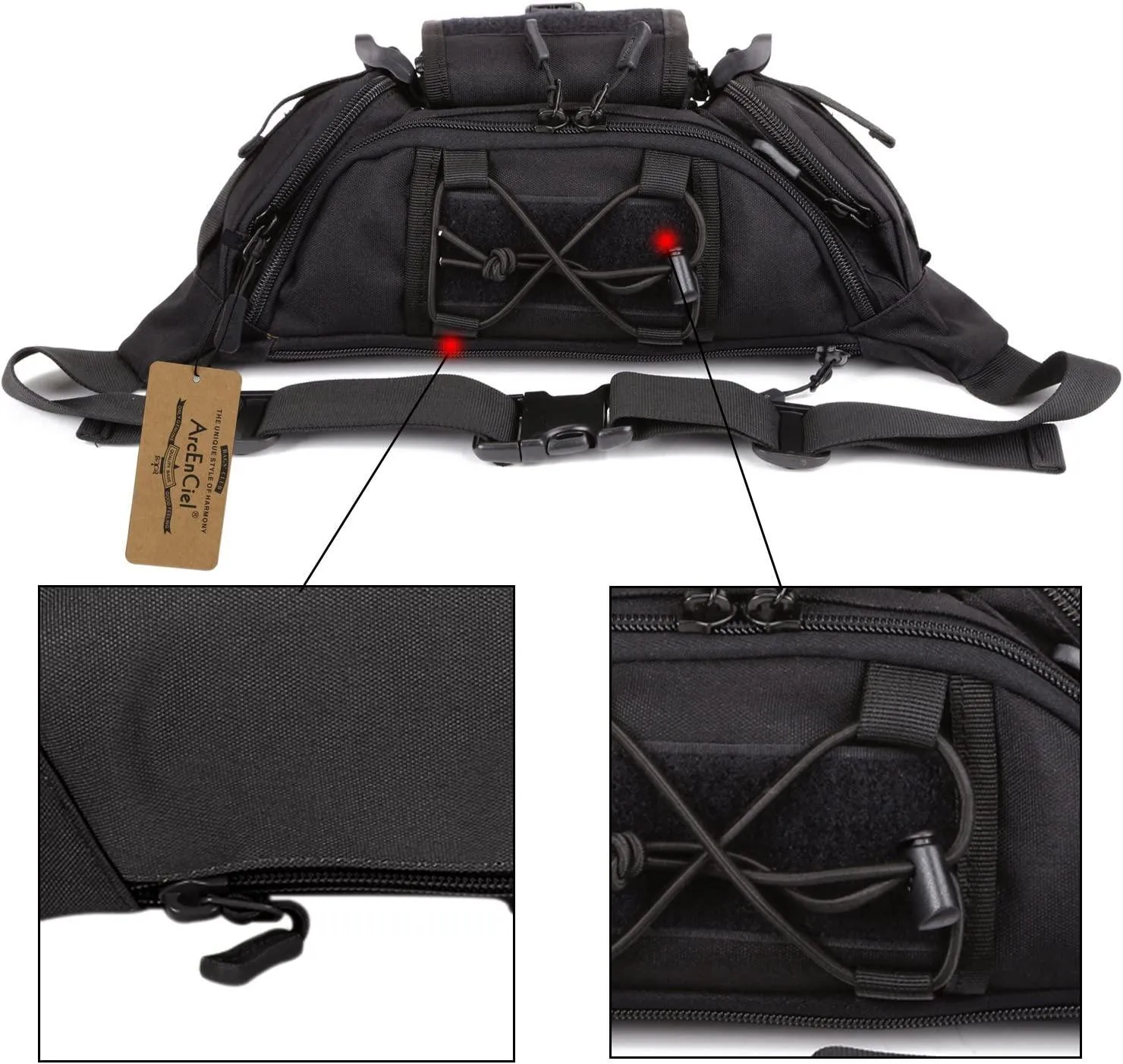 ArcEnCiel Water Resistant Tactical Waist Pack Bag Military Fanny Packs Hip Belt Bag Pouch for Hiking Climbing Outdoor Bumbag