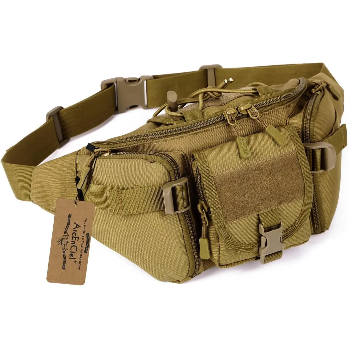 ArcEnCiel Water Resistant Tactical Waist Pack Bag Military Fanny Packs Hip Belt Bag Pouch for Hiking Climbing Outdoor Bumbag