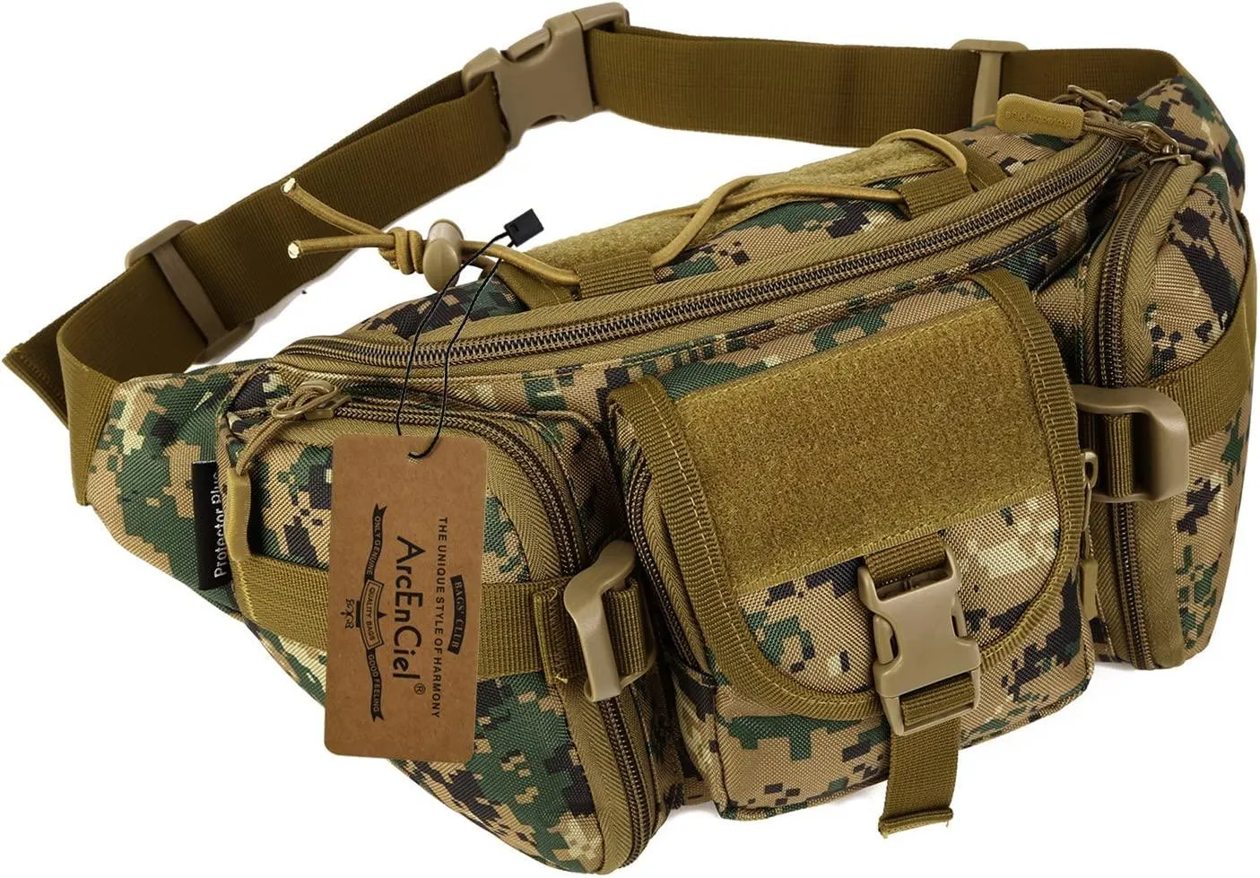 ArcEnCiel Water Resistant Tactical Waist Pack Bag Military Fanny Packs Hip Belt Bag Pouch for Hiking Climbing Outdoor Bumbag