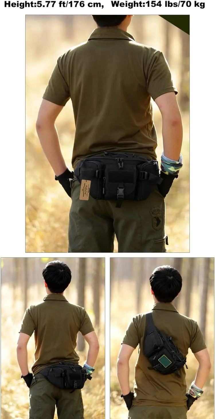 ArcEnCiel Water Resistant Tactical Waist Pack Bag Military Fanny Packs Hip Belt Bag Pouch for Hiking Climbing Outdoor Bumbag