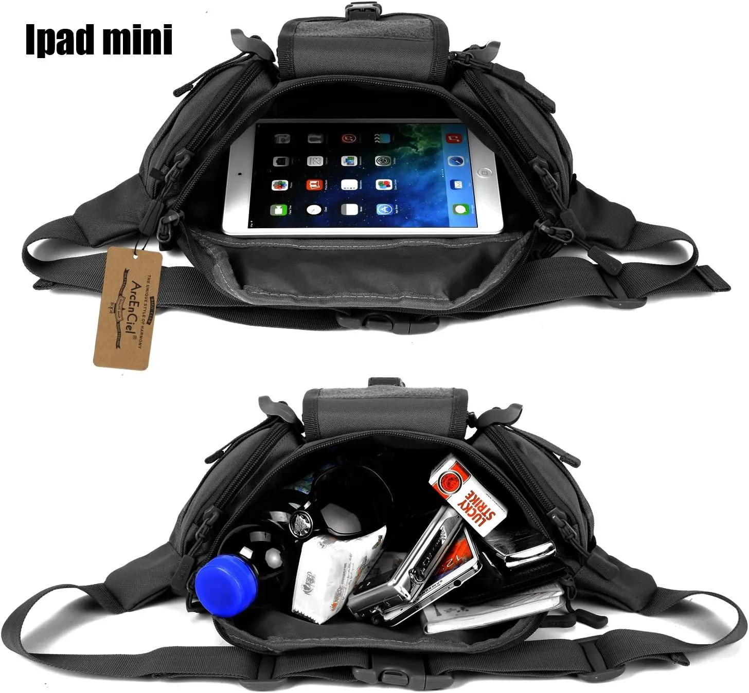 ArcEnCiel Water Resistant Tactical Waist Pack Bag Military Fanny Packs Hip Belt Bag Pouch for Hiking Climbing Outdoor Bumbag