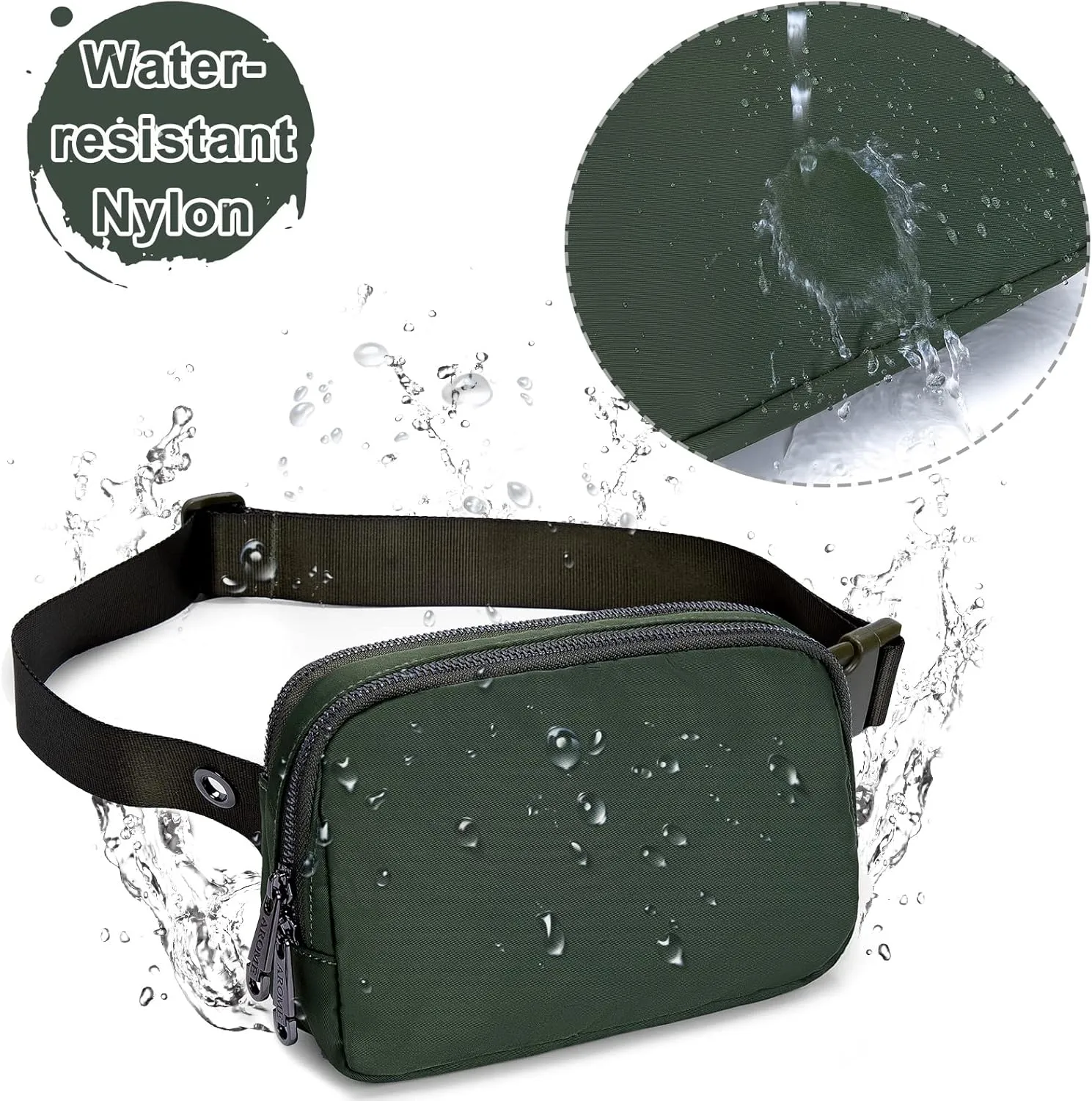 AROME Mini Belt Bag for Women, Fashion Waist Packs Fanny Pack Crossbody Bags with Strap Extender for Women Men, Waterproof Waist Bag Hip Bum Bag for Casual Travel Running Hiking Outdoor Sports