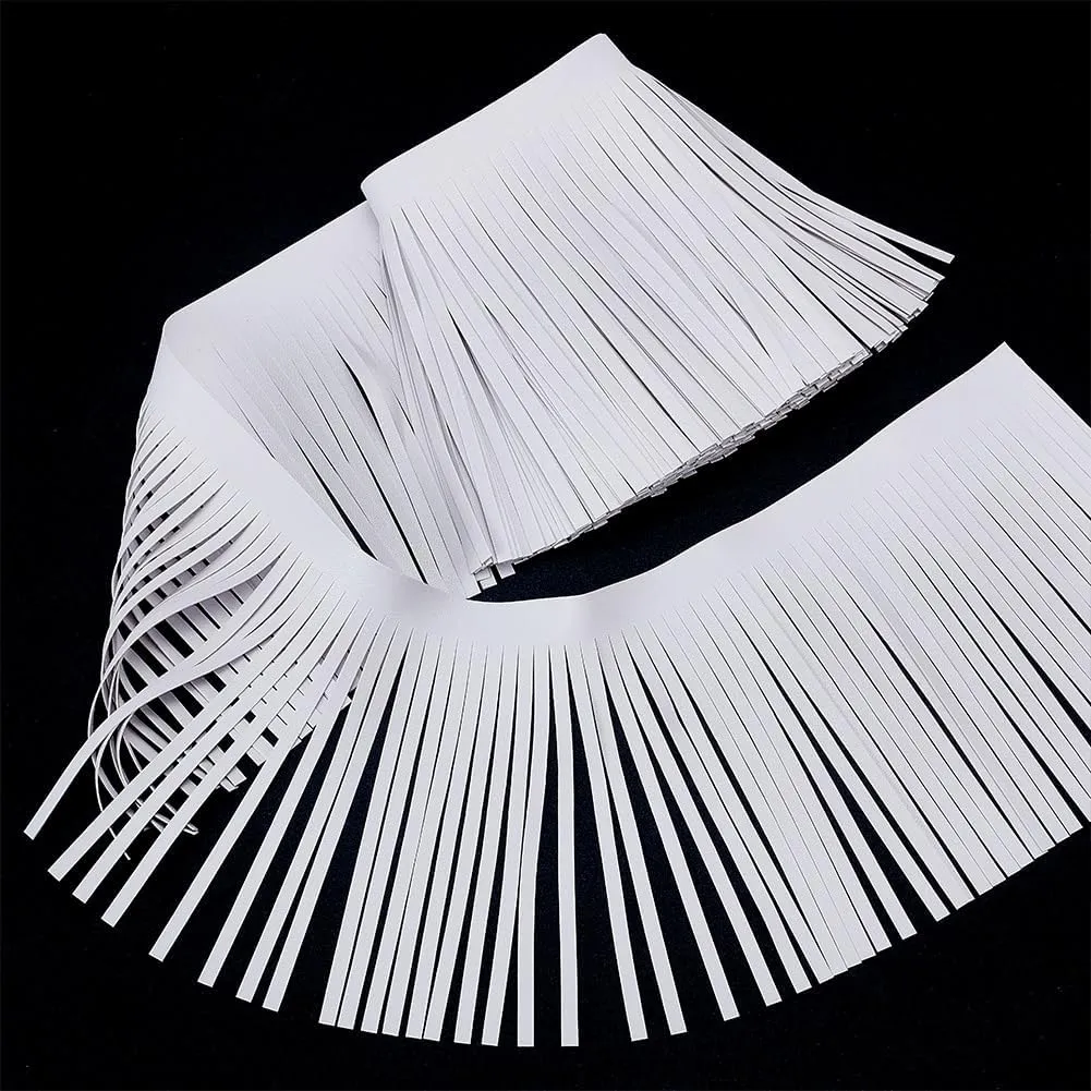 arricraft 3.28 Yards Faux Leather Tassel Trim, 5.9 Inches Double Side Leather Sewing Tassel Fringe for DIY Sewing Crafts Handbag Boots Curtains Tablecloths Embellishment Decoration (White)
